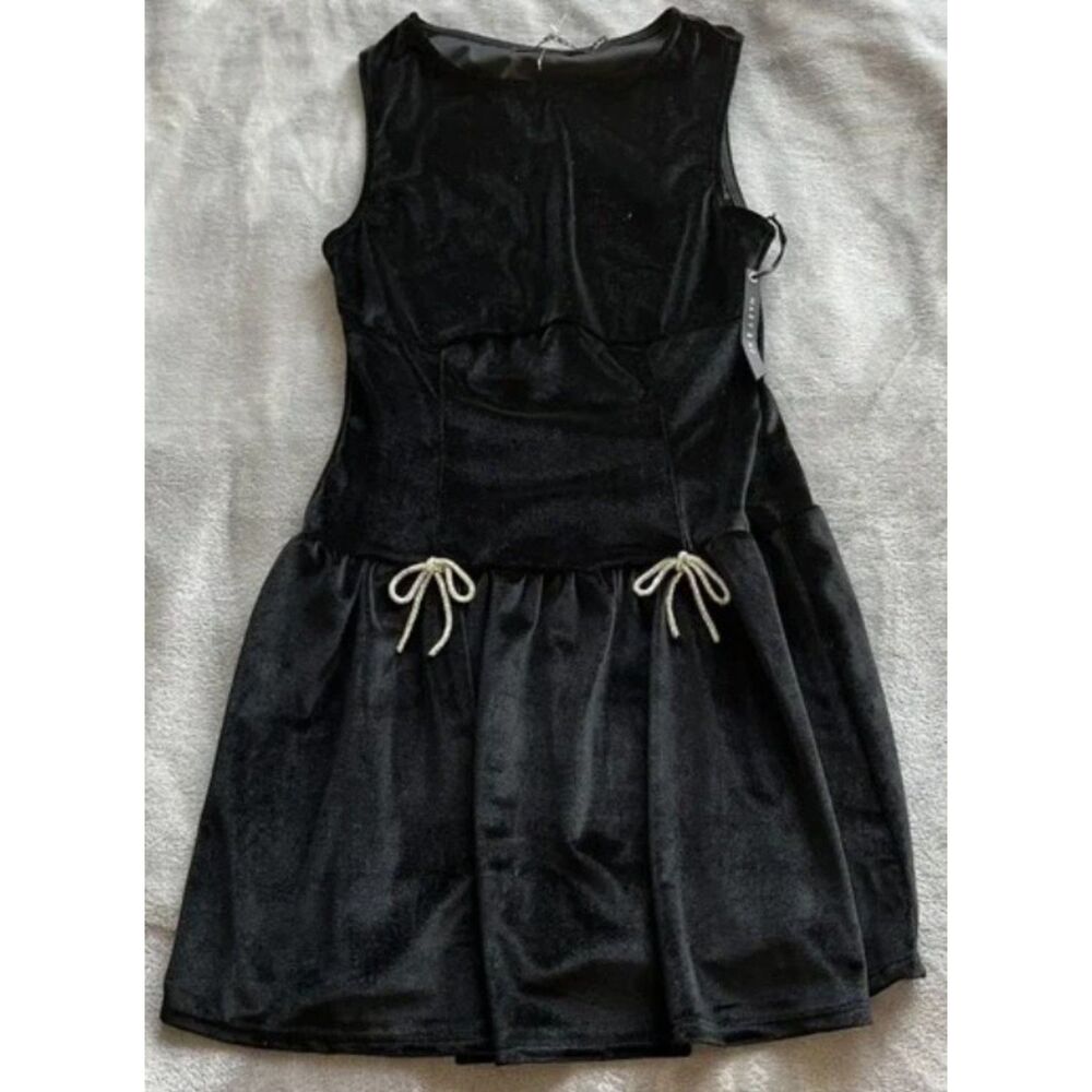 NEW NWT Jr Sz Large Black Sleeveless Dress Sparkly Rhinestone Bows MARY & MO